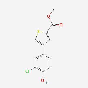 molecular formula C12H9ClO3S B6381719 2-Chloro-4-[5-(methoxycarbonyl)thiophen-3-yl]phenol, 95% CAS No. 1261961-14-1