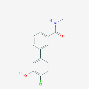 molecular formula C15H14ClNO2 B6381864 2-Chloro-5-[3-(N-ethylaminocarbonyl)phenyl]phenol, 95% CAS No. 1261931-73-0