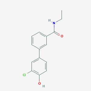 molecular formula C15H14ClNO2 B6381867 2-Chloro-4-[3-(N-ethylaminocarbonyl)phenyl]phenol, 95% CAS No. 1261908-72-8