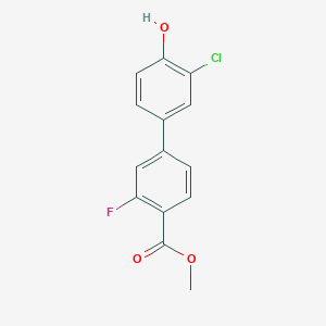 molecular formula C14H10ClFO3 B6381895 2-Chloro-4-(3-fluoro-4-methoxycarbonylphenyl)phenol, 95% CAS No. 1262001-56-8
