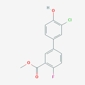 molecular formula C14H10ClFO3 B6381932 2-Chloro-4-(4-fluoro-3-methoxycarbonylphenyl)phenol, 95% CAS No. 1261956-42-6