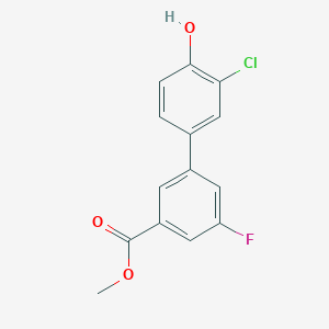 molecular formula C14H10ClFO3 B6381935 2-Chloro-4-(3-fluoro-5-methoxycarbonylphenyl)phenol, 95% CAS No. 1261972-85-3
