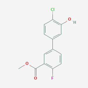 molecular formula C14H10ClFO3 B6381979 2-Chloro-5-(4-fluoro-3-methoxycarbonylphenyl)phenol, 95% CAS No. 1261921-62-3
