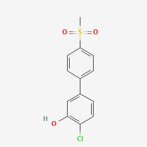 molecular formula C13H11ClO3S B6381990 2-Chloro-5-(4-methylsulfonylphenyl)phenol, 95% CAS No. 1261961-36-7