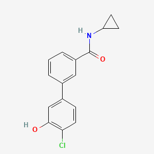 molecular formula C16H14ClNO2 B6382006 2-Chloro-5-[3-(cyclopropylaminocarbonyl)phenyl]phenol, 95% CAS No. 1261931-79-6