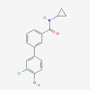 molecular formula C16H14ClNO2 B6382014 2-Chloro-4-[3-(cyclopropylaminocarbonyl)phenyl]phenol, 95% CAS No. 1261970-26-6