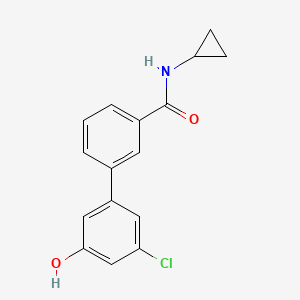 molecular formula C16H14ClNO2 B6382015 3-Chloro-5-[3-(cyclopropylaminocarbonyl)phenyl]phenol, 95% CAS No. 1262003-01-9