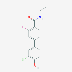molecular formula C15H13ClFNO2 B6382099 2-Chloro-4-[4-(ethylcarbamoyl)-3-fluorophenyl]phenol, 95% CAS No. 1261956-92-6