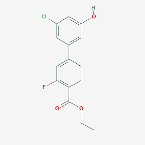 molecular formula C15H12ClFO3 B6382112 3-Chloro-5-[4-(ethoxycarbonyl)-3-fluorophenyl]phenol, 95% CAS No. 1261902-55-9