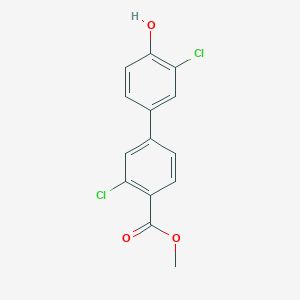 molecular formula C14H10Cl2O3 B6382115 2-Chloro-4-(3-chloro-4-methoxycarbonylphenyl)phenol, 95% CAS No. 1261944-44-8