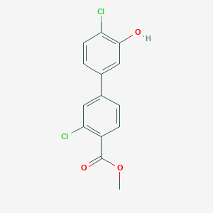molecular formula C14H10Cl2O3 B6382133 2-Chloro-5-(3-chloro-4-methoxycarbonylphenyl)phenol, 95% CAS No. 1261944-49-3