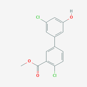 molecular formula C14H10Cl2O3 B6382136 3-Chloro-5-(4-chloro-3-methoxycarbonylphenyl)phenol, 95% CAS No. 1261961-47-0