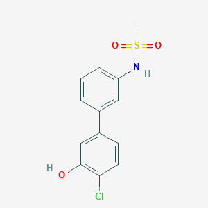 molecular formula C13H12ClNO3S B6382144 2-Chloro-5-(3-methylsulfonylaminophenyl)phenol, 95% CAS No. 1262001-88-6