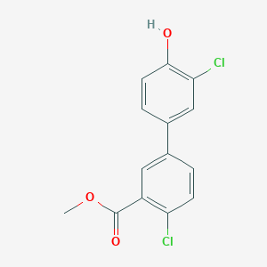 molecular formula C14H10Cl2O3 B6382152 2-Chloro-4-(4-chloro-3-methoxycarbonylphenyl)phenol, 95% CAS No. 1261922-18-2