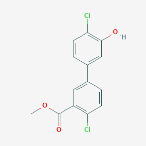molecular formula C14H10Cl2O3 B6382159 2-Chloro-5-(4-chloro-3-methoxycarbonylphenyl)phenol, 95% CAS No. 1261944-63-1