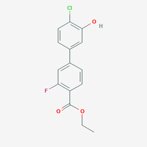 molecular formula C15H12ClFO3 B6382167 2-Chloro-5-[4-(ethoxycarbonyl)-3-fluorophenyl]phenol, 95% CAS No. 1261951-78-3