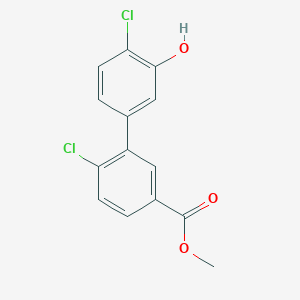 molecular formula C14H10Cl2O3 B6382170 2-Chloro-5-(2-chloro-5-methoxycarbonylphenyl)phenol, 95% CAS No. 1261922-01-3