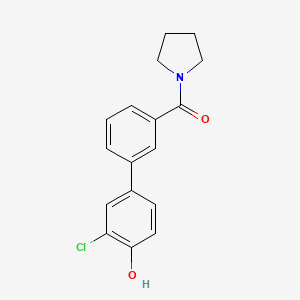 molecular formula C17H16ClNO2 B6382177 2-Chloro-4-(3-pyrrolidinylcarbonylphenyl)phenol, 95% CAS No. 1261973-22-1