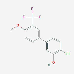 molecular formula C14H10ClF3O2 B6382192 2-Chloro-5-(4-methoxy-3-trifluoromethylphenyl)phenol, 95% CAS No. 1261899-83-5