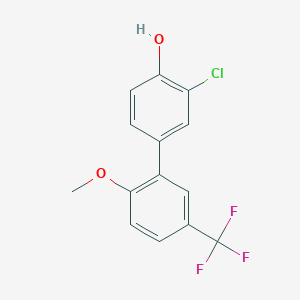 molecular formula C14H10ClF3O2 B6382197 2-Chloro-4-(2-methoxy-5-trifluoromethylphenyl)phenol, 95% CAS No. 1261929-00-3