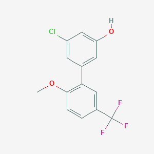 molecular formula C14H10ClF3O2 B6382211 3-Chloro-5-(2-methoxy-5-trifluoromethylphenyl)phenol, 95% CAS No. 1261944-66-4