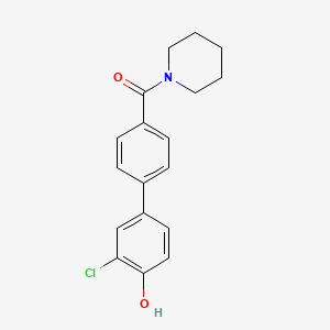 molecular formula C18H18ClNO2 B6382278 2-Chloro-4-[4-(piperidine-1-carbonyl)phenyl]phenol, 95% CAS No. 1261970-28-8