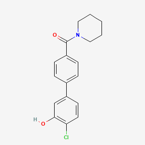 molecular formula C18H18ClNO2 B6382304 2-Chloro-5-[4-(piperidine-1-carbonyl)phenyl]phenol, 95% CAS No. 1262002-14-1