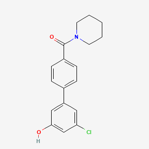 molecular formula C18H18ClNO2 B6382311 3-Chloro-5-[4-(piperidine-1-carbonyl)phenyl]phenol, 95% CAS No. 1261922-38-6