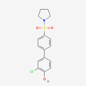 molecular formula C16H16ClNO3S B6382336 2-Chloro-4-[4-(pyrrolidinylsulfonyl)phenyl]phenol, 95% CAS No. 1262002-21-0