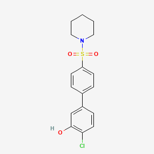molecular formula C17H18ClNO3S B6382389 2-Chloro-5-[4-(piperidin-1-ylsulfonyl)phenyl]phenol, 95% CAS No. 1261902-66-2