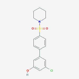 molecular formula C17H18ClNO3S B6382390 3-Chloro-5-[4-(piperidin-1-ylsulfonyl)phenyl]phenol, 95% CAS No. 1262002-27-6
