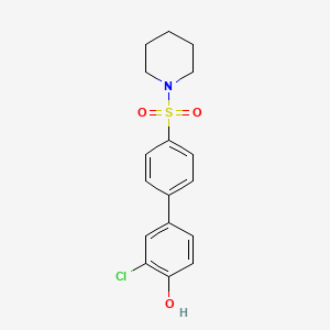 molecular formula C17H18ClNO3S B6382411 2-Chloro-4-[4-(piperidin-1-ylsulfonyl)phenyl]phenol, 95% CAS No. 1261951-87-4