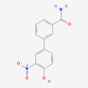 molecular formula C13H10N2O4 B6382648 4-(3-Aminocarbonylphenyl)-2-nitrophenol, 95% CAS No. 1261897-47-5