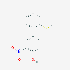 molecular formula C13H11NO3S B6382738 4-(2-Methylthiophenyl)-2-nitrophenol, 95% CAS No. 1261974-37-1