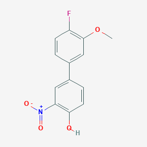 molecular formula C13H10FNO4 B6382749 4-(4-Fluoro-3-methoxyphenyl)-2-nitrophenol, 95% CAS No. 1261974-51-9