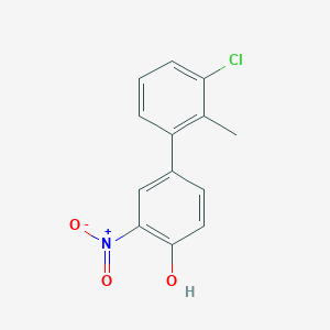 molecular formula C13H10ClNO3 B6382761 4-(3-Chloro-2-methylphenyl)-2-nitrophenol, 95% CAS No. 1261923-69-6