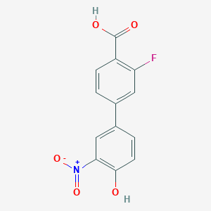 molecular formula C13H8FNO5 B6382857 4-(4-Carboxy-3-fluorophenyl)-2-nitrophenol, 95% CAS No. 1261975-20-5