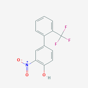 molecular formula C13H8F3NO3 B6382912 2-Nitro-4-(2-trifluoromethylphenyl)phenol, 95% CAS No. 1261975-29-4
