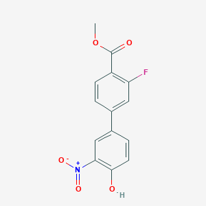 molecular formula C14H10FNO5 B6382936 4-(3-Fluoro-4-methoxycarbonylphenyl)-2-nitrophenol, 95% CAS No. 1261924-28-0