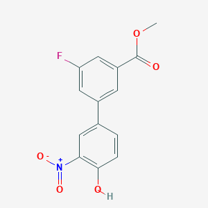 molecular formula C14H10FNO5 B6382945 4-(3-Fluoro-5-methoxycarbonylphenyl)-2-nitrophenol, 95% CAS No. 1261899-98-2
