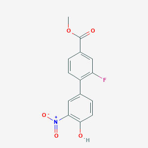 molecular formula C14H10FNO5 B6382956 4-(2-Fluoro-4-methoxycarbonylphenyl)-2-nitrophenol, 95% CAS No. 1261957-79-2
