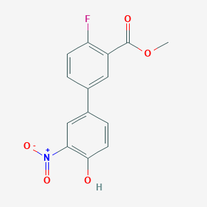 molecular formula C14H10FNO5 B6382968 4-(4-Fluoro-3-methoxycarbonylphenyl)-2-nitrophenol, 95% CAS No. 1261963-68-1