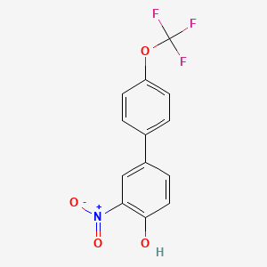 molecular formula C13H8F3NO4 B6382993 2-Nitro-4-(4-trifluoromethoxyphenyl)phenol, 95% CAS No. 1191040-96-6