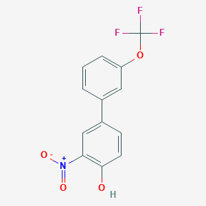 molecular formula C13H8F3NO4 B6383022 2-Nitro-4-(3-trifluoromethoxyphenyl)phenol, 95% CAS No. 1261946-46-6