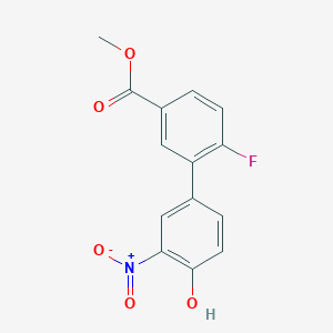 molecular formula C14H10FNO5 B6383031 4-(2-Fluoro-5-methoxycarbonylphenyl)-2-nitrophenol, 95% CAS No. 1261888-66-7