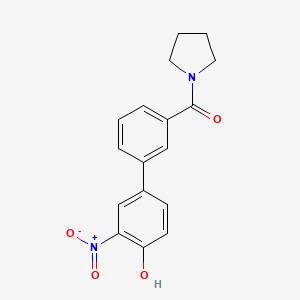 molecular formula C17H16N2O4 B6383038 2-Nitro-4-(3-pyrrolidinylcarbonylphenyl)phenol, 95% CAS No. 1262003-87-1