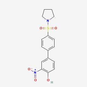 molecular formula C16H16N2O5S B6383106 2-Nitro-4-[4-(pyrrolidinylsulfonyl)phenyl]phenol, 95% CAS No. 1261946-90-0