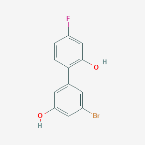 molecular formula C12H8BrFO2 B6383228 3-Bromo-5-(4-fluoro-2-hydroxyphenyl)phenol, 95% CAS No. 1261964-12-8