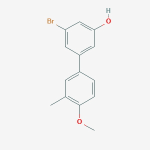 molecular formula C14H13BrO2 B6383341 3-Bromo-5-(4-methoxy-3-methylphenyl)phenol, 95% CAS No. 1261958-01-3