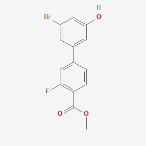 molecular formula C14H10BrFO3 B6383602 3-Bromo-5-(3-fluoro-4-methoxycarbonylphenyl)phenol, 95% CAS No. 1261976-86-6